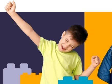 kid happy with arm in air