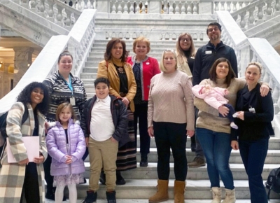 Parents, former teachers, advocates and friends at the Utah State Capitol for one of several "Full Day Kindergarten Days on the Hill" during the 2023 Legislative Session.